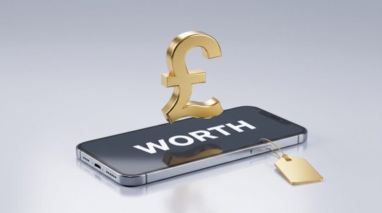 How much is my mobile number worth: smartphone with a gold pound sign and price tag