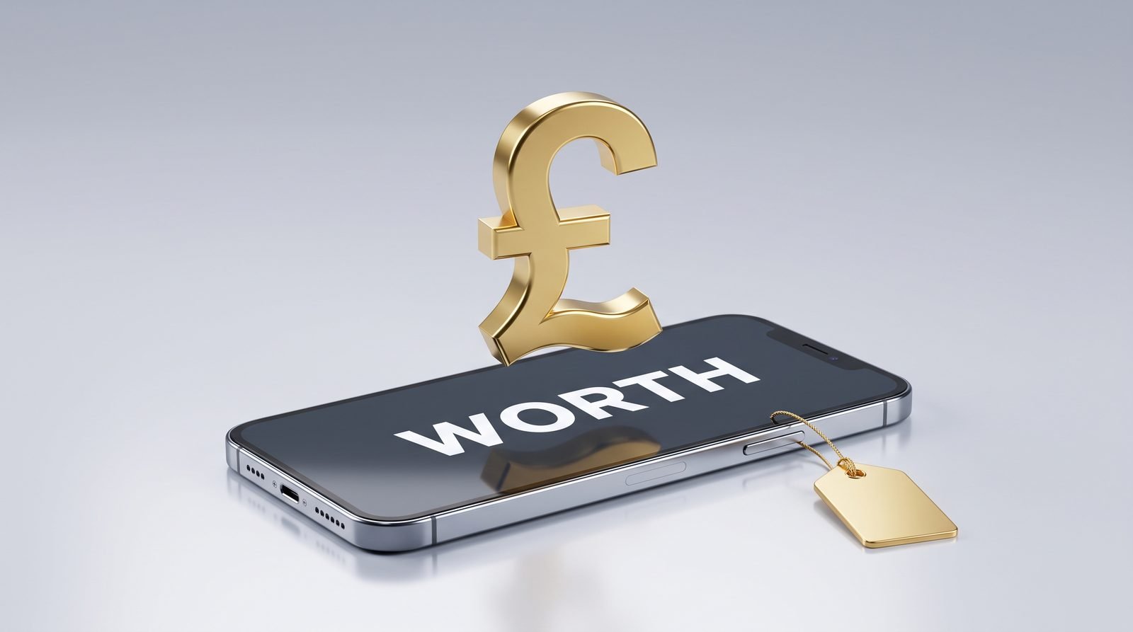 How much is my mobile number worth: smartphone with a gold pound sign and price tag